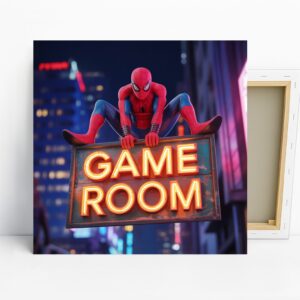 Spider-Man Art, Canvas or Poster, Pop Art Modern Decor, Game Room Children's Bedroom Living Room Wall Art, Red Blue Yellow and White
