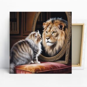 Cat Lion Art, Canvas or Poster, Whimsical Conte...