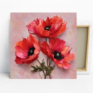 Red Poppy Flower Art
