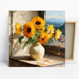 Sunflower Vase Art, Canvas or Poster, Still Lif...