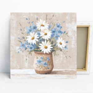 Daisy and Cornflower Bouquet Art