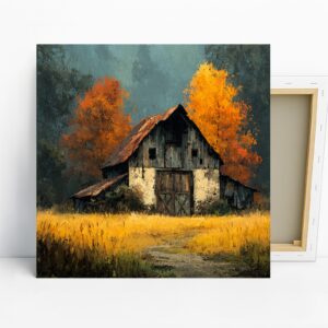 Rustic Autumn Barn Art, Canvas or Poster, Natur...