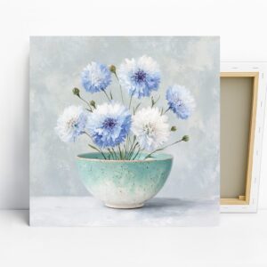Blue Cornflower Art, Canvas or Poster, Floral N...