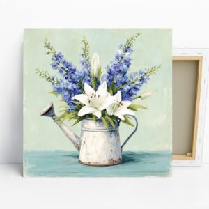 Rustic Watering Can Art, Canvas or Poster, Flor...