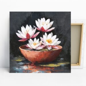 Lotus Flower Bowl Art, Canvas or Poster, Floral...