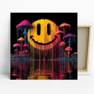 Psychedelic Smiley Mushroom Art