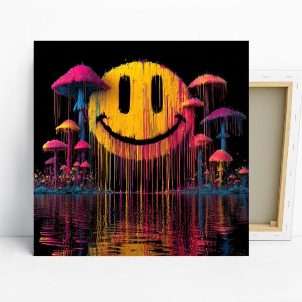 Psychedelic Smiley Mushroom Art