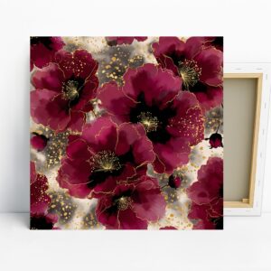Burgundy Bloom Elegance Art, Canvas or Poster, ...