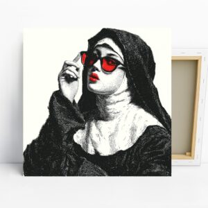 Nun with Red Sunglasses Art, Canvas or Poster, ...