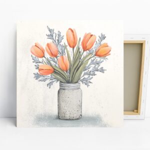 Tulip Mason Jar Art, Canvas or Poster, Floral N...