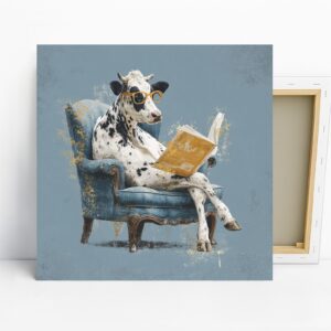 Cow Reading Book Art, Canvas or Poster, Whimsic...