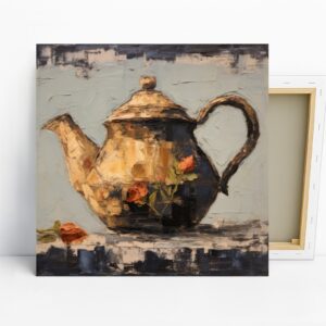 Vintage Teapot With Roses Art