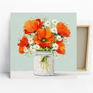 Vibrant Poppy Bouquet Art, Canvas or Poster, Fl...