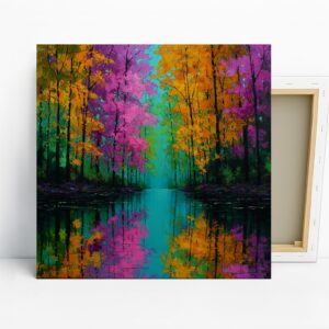 Vibrant Forest Reflection Art