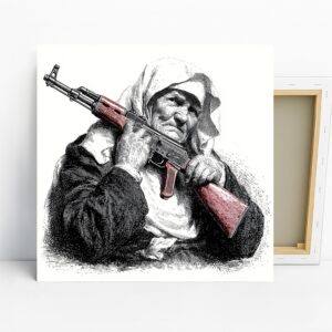 Elderly Woman with Gun Art