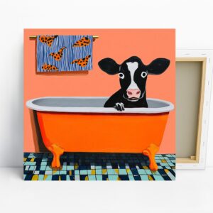 Cow Bath Time Art, Canvas or Poster, Whimsical ...