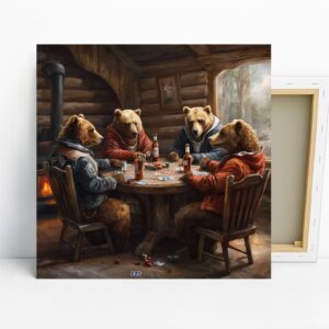 Bear Poker Night Art, Canvas or Poster, Whimsic...