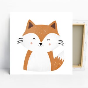Cute Fox Art, Canvas or Poster, Whimsical Minim...