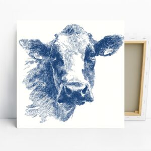 Blue Cow Face Art, Canvas or Poster, Contempora...