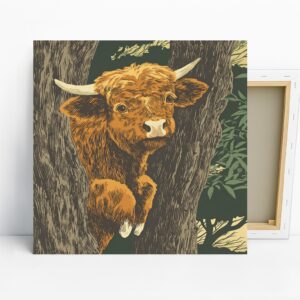 Highland Cow Art, Canvas or Poster, Rustic Farm...