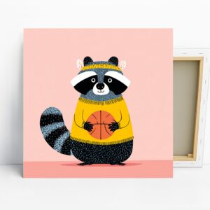Raccoon Basketball Art, Canvas or Poster, Whims...