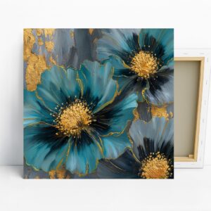 Luxe Teal Blooms Art