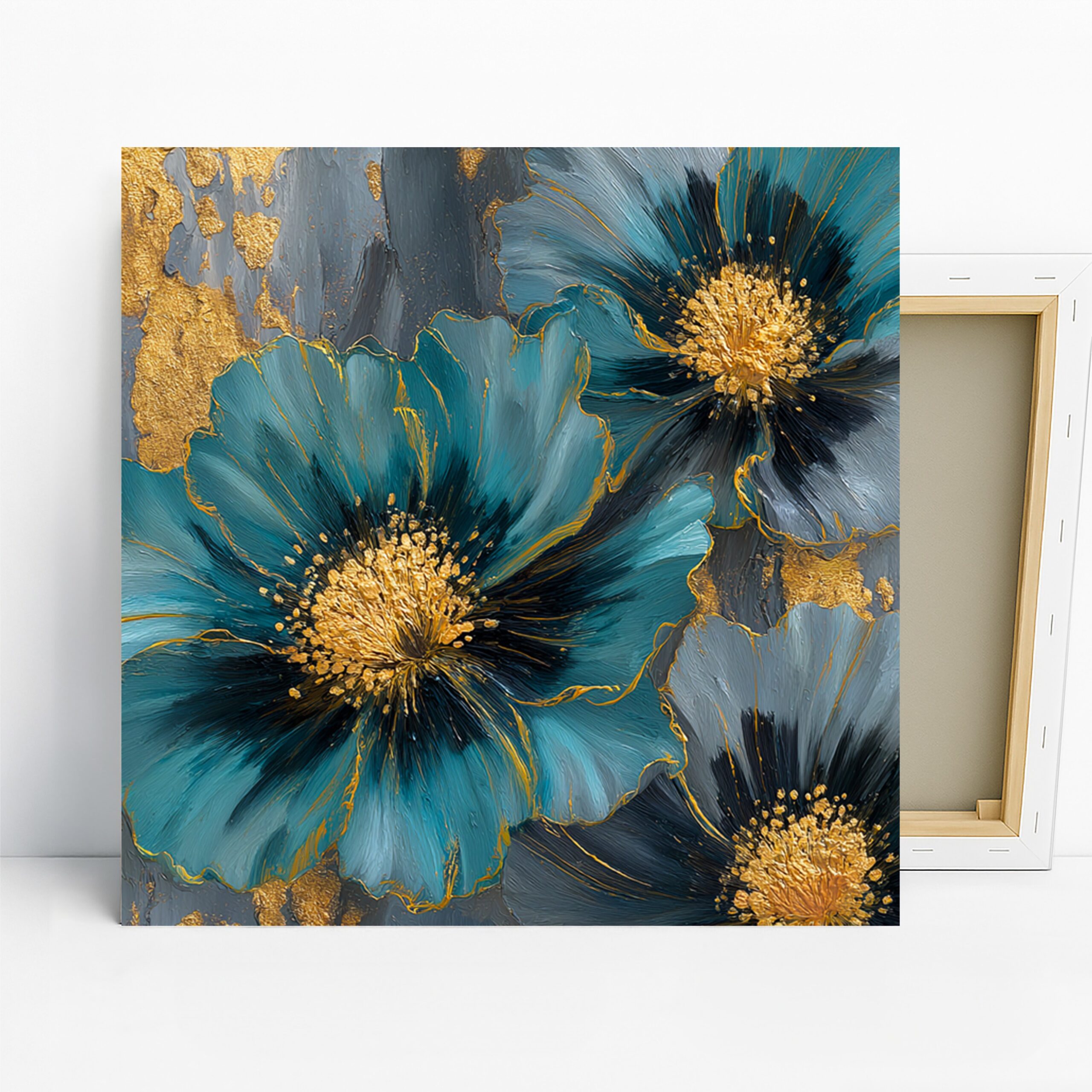1.jpg Luxe Teal Blooms Art