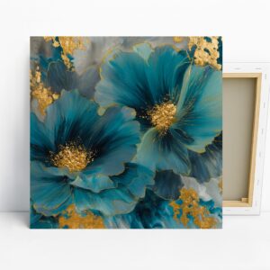Teal Blossom Art, Canvas or Poster, Floral Cont...