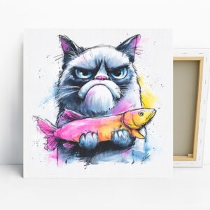 Grumpy Cat Art, Canvas or Poster, Whimsical Ani...