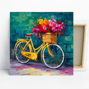 Bicycle Flower Basket Art, Canvas or Poster, Im...