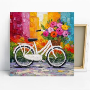 Bicycle Flower Basket Art, Canvas or Poster, Im...