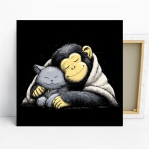 Monkey Cat Cuddle Art
