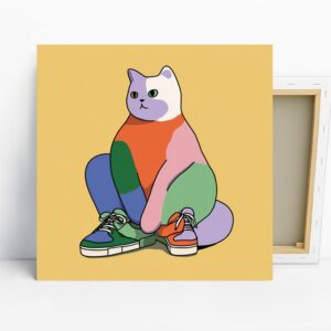 Colorful Cat Sneakers Art, Canvas or Poster, Po...