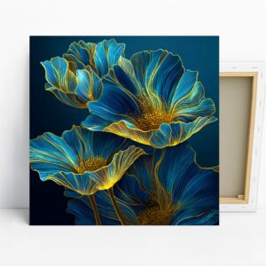 Electric Blue Flower Art, Canvas or Poster, Flo...
