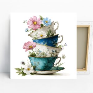 Floral Teacup Stack Art