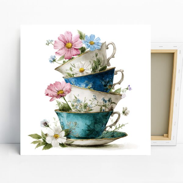 Floral Teacup Stack Art