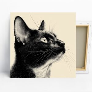 Black Cat Portrait Art, Canvas or Poster, Conte...