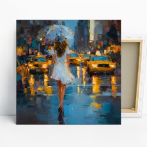 Rainy City Night Art