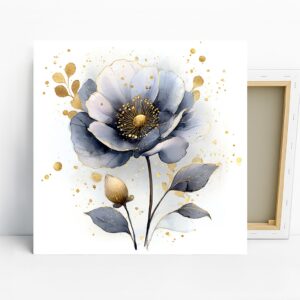 Blue Gold Flower Art