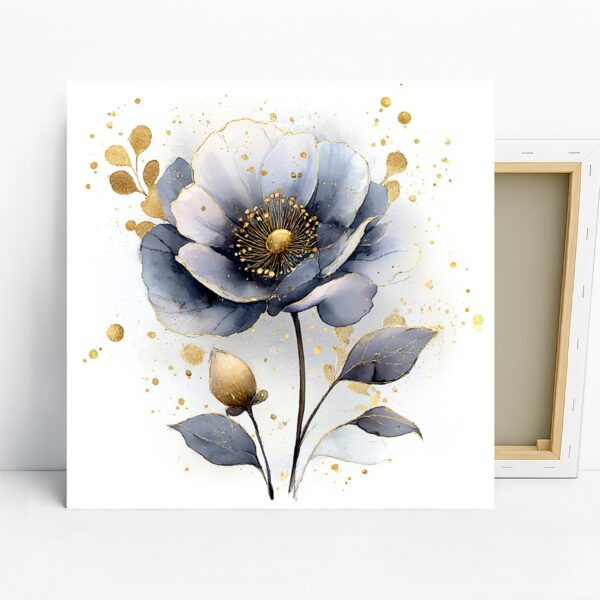Blue Gold Flower Art