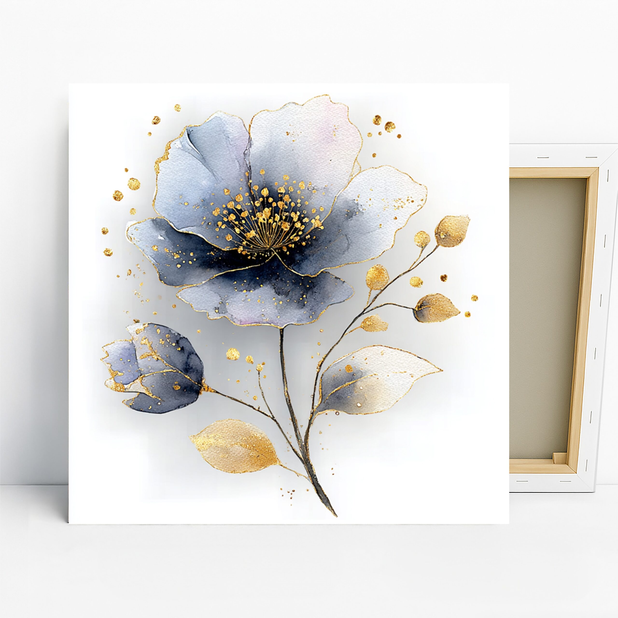 1.jpg Blue Gold Flower Art