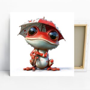 Red Frog Art, Canvas or Poster, Whimsical Conte...