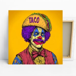 Taco Clown Art, Canvas or Poster, Whimsical Ecl...