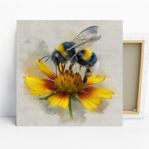 Bee Flower Art, Canvas or Poster, Nature Contem...