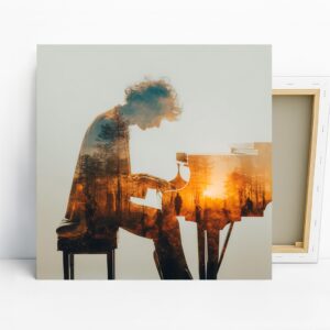 Sunset Piano Silhouette Art
