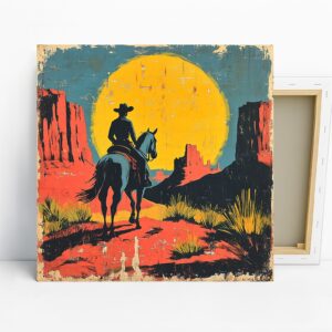 Horse Art, Canvas or Poster, Vintage Western Ru...