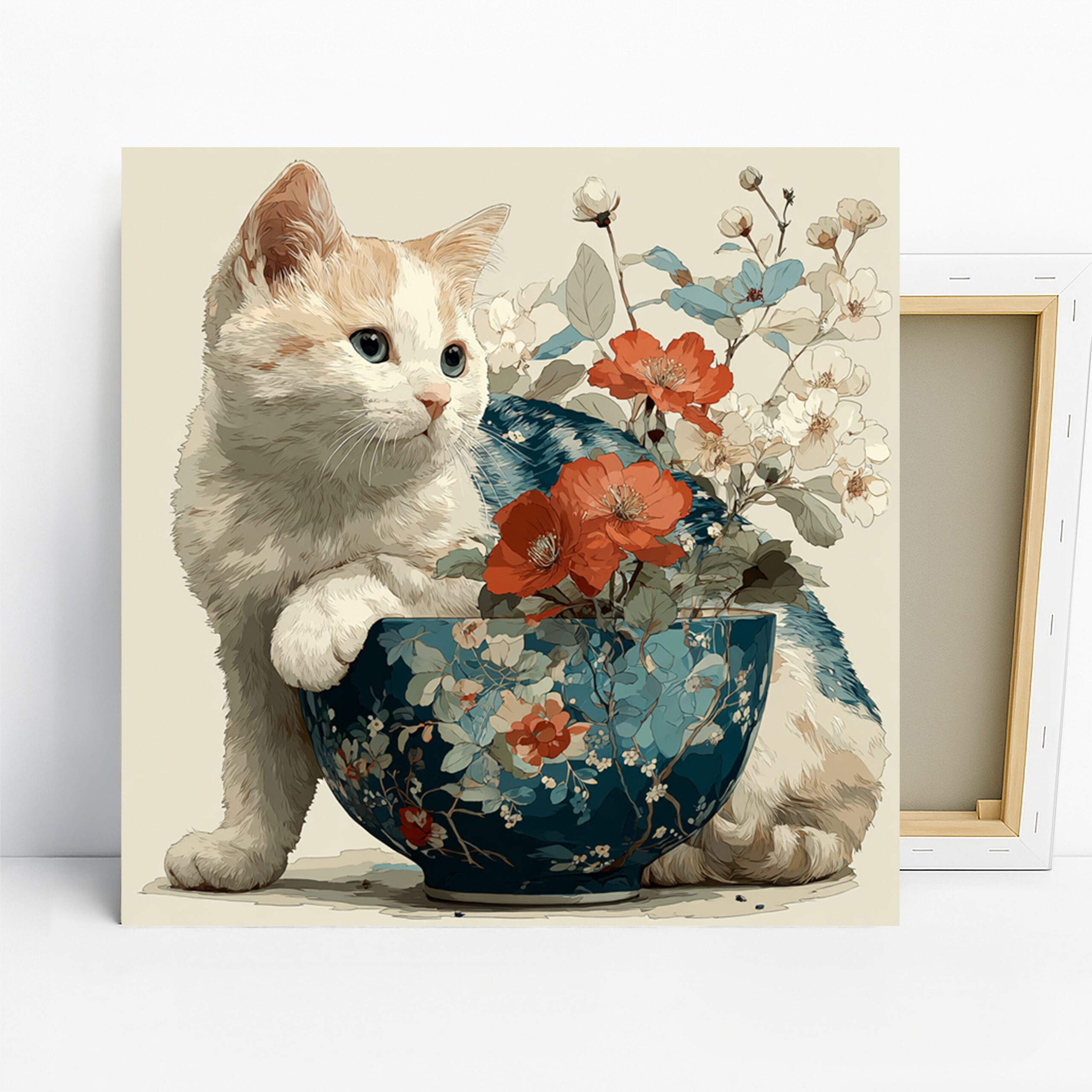 1.jpg Cat and Flowers Art