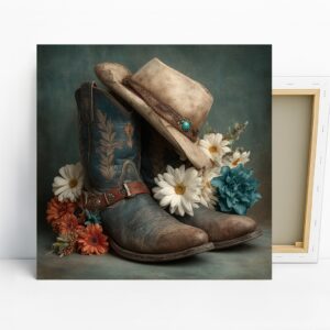 Cowboy Boots and Hat Art