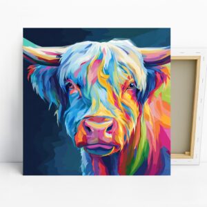 Highland Cow Art, Canvas or Poster, Contemporar...