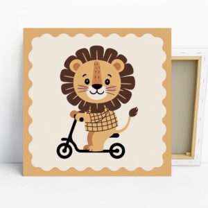 Lion Scooter Art, Canvas or Poster, Whimsical R...